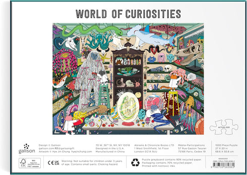 Galison 1000 Piece Jigsaw Puzzle - World of Curiosities Featuring Humorous Spooky Shop Scene Illustrations