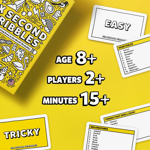 Six Second Scribbles: The frantically Fast and fantastically Fun Drawing Game | A Family Friendly Party Game