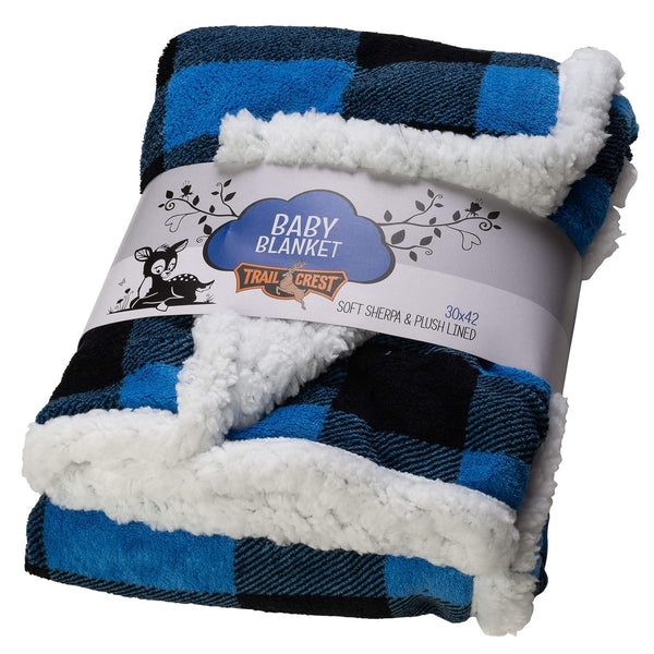 Ultra Soft Sherpa Fleece Plaid Baby Blanket, Cozy Plush Throw Blanket for Kids, Reversible Plaid, Washable