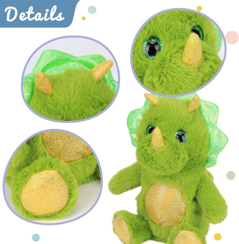 Hopearl Talking Dinosaur Plush Toy, Nodding Electric Interactive Buddy that Repeats What You Say, Green, 8''