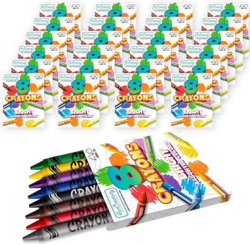 ArtCreativity Bulk Crayon Packs, 24 Sets of 8 Packs of Crayons (192