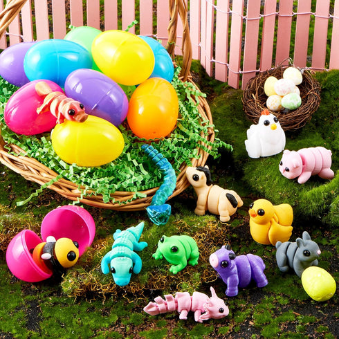 12Pcs 3D 8+) JOYIN Prefilled Easter Eggs with Mini Animals, Magic Toy, Easter Basket Stuffers for Boys & Girls, Easter
