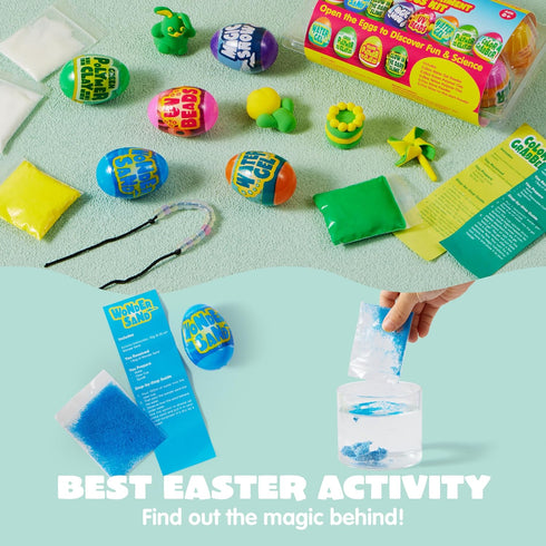 8 JOYIN Pcs Easter Science Experiment Eggs, Colorful Eggs Prefilled with Science Activity Kit, Easter Hunt, Basket