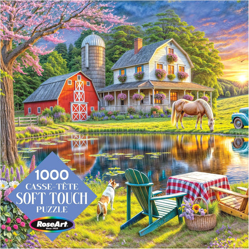 Country 1000 RoseArt Soft Touch Backyard Farm Scene Piece Jigsaw Puzzle for Adults