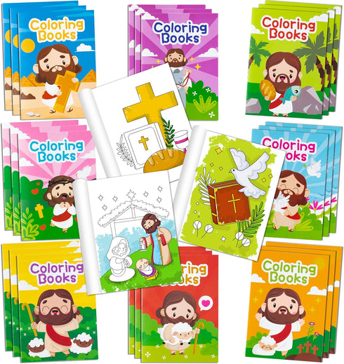 Zainpe 24Pcs Christian Bible Coloring Books for Kids Bible Stories Study Easter