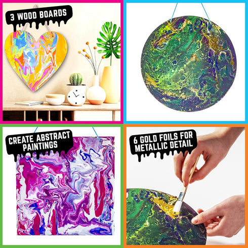 Original Stationery Color Craze Paint Pour Studio, Pour Painting Kit with Art Supplies for Kids Ages 8, Fun Painting