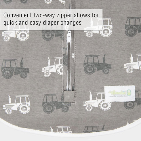 Woombie 14-19 lbs Original Baby Swaddling Blanket - Soothing, Cotton Baby Swaddle - Wearable Baby Blanket, Tractors