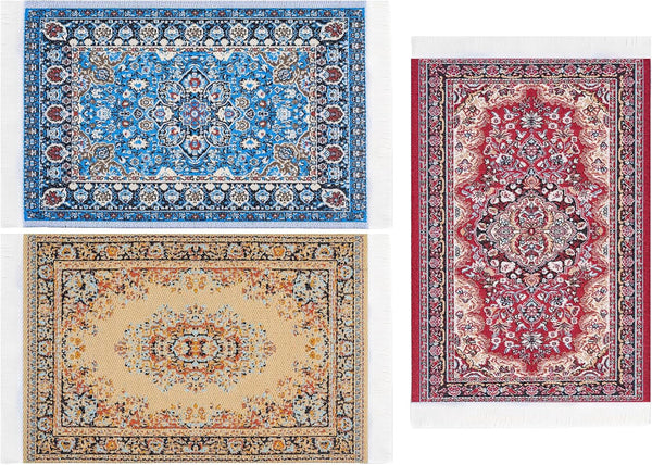 SAMCAMI Dollhouse Accessories Woven Carpet, 1/12 Scale Doll House Accessories and Furniture,