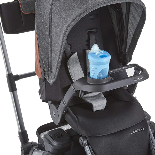 Contours Element Baby Stroller Snack Tray and Cup Holder Accessory, Black