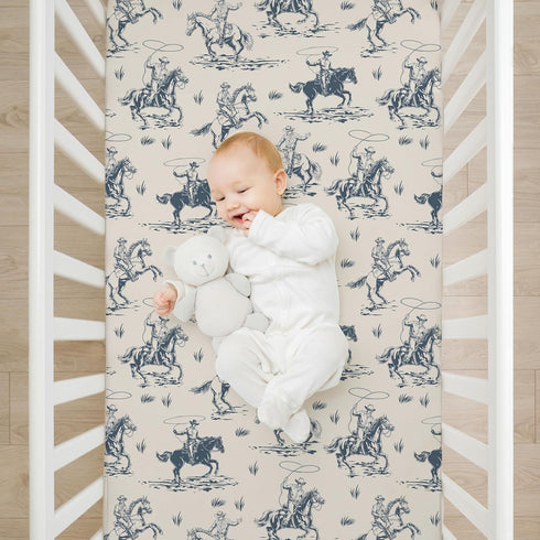 Besaomeom 4 Pack Set 28 52 Western Cowboy Crib Sheet for Boys or Girls, Neutral Soft Breathable Fitted Crib Sheet