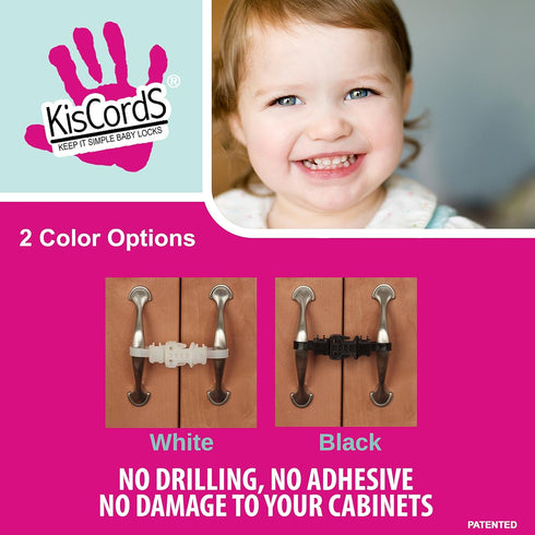 KisCords /4 Pack Baby Safety Cabinet Locks for Handles Child Safety Cabinet Latches for Home Safety Strap for Baby
