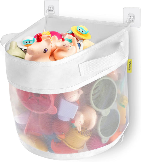 Bath Toy Storage - 4.15 Gallons Bath Toy Holder with Bottom Zipper for Quick Access Baby Bath Accessories