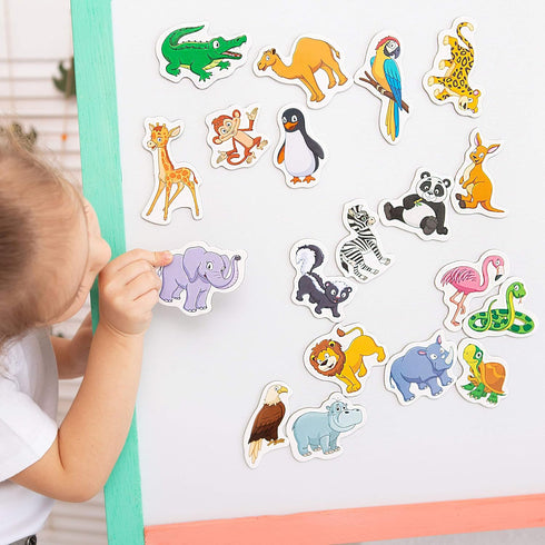 ZOO Animal Magnets for Kids - Large Fridge Magnets for Toddlers - Educational Magnetic Toys for 3 Year Olds - Jungle