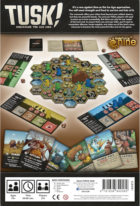 Gale Force 9 TUSK! Surviving The Ice Age - Strategy Board Game for Ages 10+, 30-60 Min, 2-4 Players