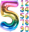 40 Inch Rainbow Digit Helium Foil Birthday Party Balloons (Dark Rainbow 5)