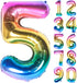 40 Inch Rainbow Digit Helium Foil Birthday Party Balloons (Dark Rainbow 5)