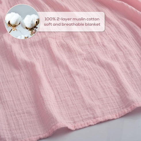 100% 47"x47", Pack 2 Muslin Swaddle Baby Blanket for Boys and Girls, Cotton, Swaddles for Newborns, Soft Breathable