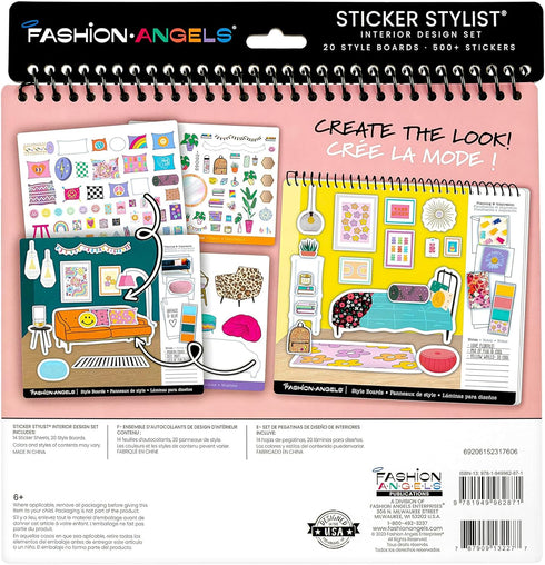 Fashion Angels Interior Design Sticker Stylist, 20 Style Boards with 14 Sticker Sheets for Kids Room Design