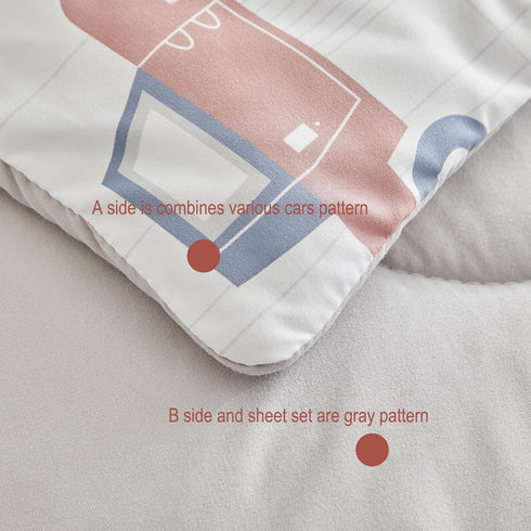 Set Boys,4 Set,Soft Set JHXHMX Car Toddler Bedding for Piece Bed-in-a-Bag Toddler Comforter Crib Bed Including