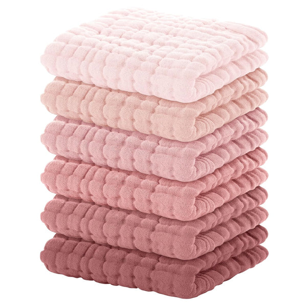 Yoofoss Muslin Baby Washcloths 100% Organic Cotton Face Towels 6 Pack Wash