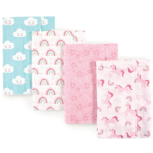 Luvable Friends Unisex Baby Cotton Flannel Burp Cloths, Rainbow, One Size