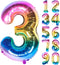40 Inch Rainbow Digit Helium Foil Birthday Party Balloons (Dark Rainbow 3)