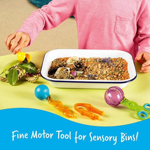 Learning Resources Helping Hands Fine Motor Tool Set Toy, 4 Pieces, Ages 3+, Toddler Tweezers