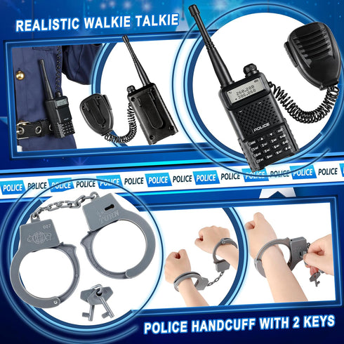Set 8PCS Deluxe All-in-One Police Accessories Role Play for Kids, Police Gear Toys Include Police Badge, Handcuffs