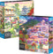 2-Pack of 1000-Piece Jigsaw Puzzles, Amalfi Coast & Japan Garden, Exclusive for Adults and Kids Ages 8+.