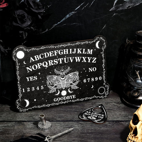 Pendulum Dowsing Divination Board Set, Black Wooden Talking Board with Planchette for Teens Adults Games Supplies