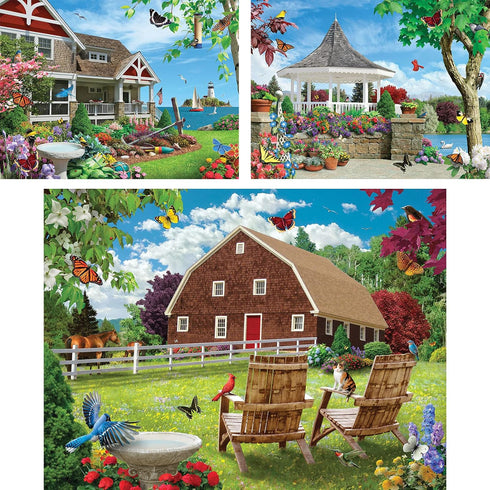 Set (3) 500 18" 24" 500 Countryside Bits and Pieces - Value of Three Piece Jigsaw Puzzles for Adults - Puzzles Measure