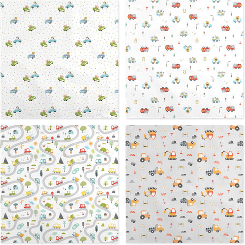 4-Pack 100% 47 47 Inches Cotton Muslin Swaddle Blankets, Large x Breathable Soft Receiving Blankets for Newborns