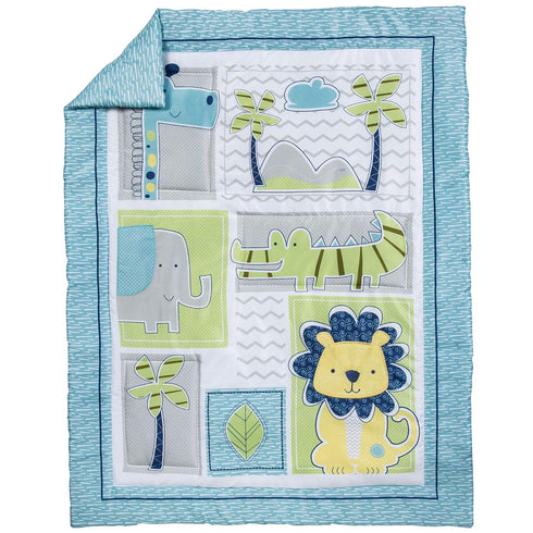 4-Piece Set, 2 Trend Lab Jungle Roar Breathable Baby Nursery Crib Bedding Includes Quilt, Fitted Crib Sheets, and Crib