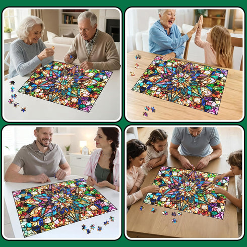 1000 1000 1:1 Impossible Jigsaw Puzzles for Adults Pieces-Stained Glass Puzzles Floral Hard Challenging Puzzles