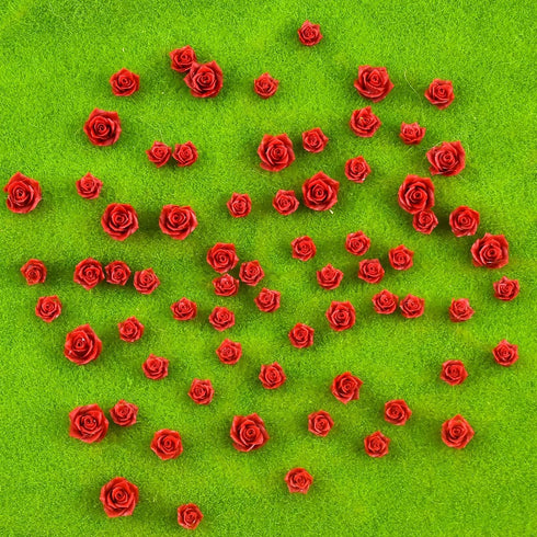 HOMICO 200 Pieces Tiny Red Rose Decor for Dollhouse Mini Resin Decor for Crafts Tiny Things for Fairy Garden Micro
