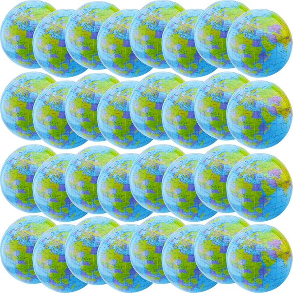 32 Pack 16 Inch Inflatable Globe Bulk, Blow up Beach Ball for Classroom Teaching and Pool Party