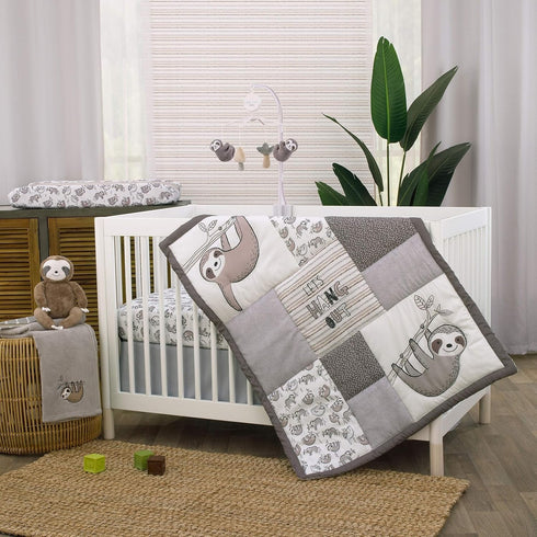 Grey & White Sloth Musical Mobile - Let's Hang Out Nursery Decor
