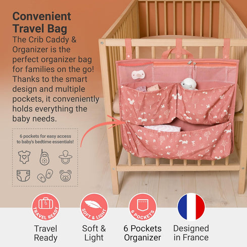 Portable Pink Forest Baby Organizer for Diapers & Toys
