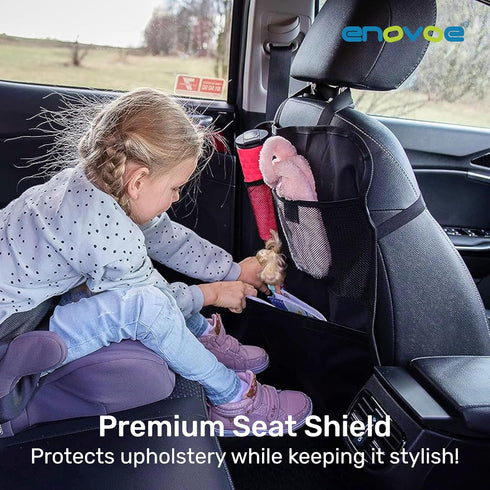 2 Pack Enovoe Back Seat Cover for Kids Extra Large - with Multi Pocket Storage Organizer - Back Seats Protector