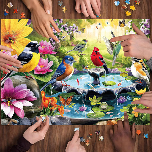 ZSYCZAO 500 500 20.5 15 Pieces Puzzle for Adults, Puzzles for Adults Pieces, Spring Birds Floral Pond Nature Jigsaw