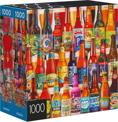 2-Pack of 1000-Piece Jigsaw Puzzles for Adults, Families, and Kids Ages 8 and Up, Perfume and Craft Beer Bottles