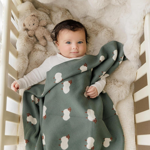 100% Cozy Knit Baby Swaddle Blanket - Cotton Soft Receiving Swaddle Stroller Blanket for Shower Gift Registry