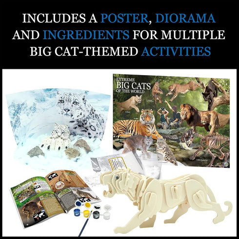 WILD ENVIRONMENTAL SCIENCE Extreme Big Cats of the World, Create and Customize Models and Dioramas for Ages 6+