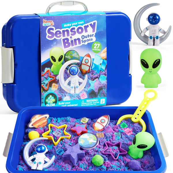 JOVA Klever Kits Outer Space Sensory Bin for Toddlers with Glow in