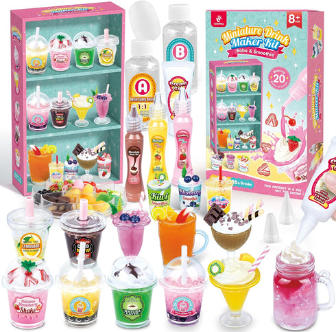20 PCS Miniature Drink Marker Kit, Miniature Food Toys, Kitchen Pretend Food