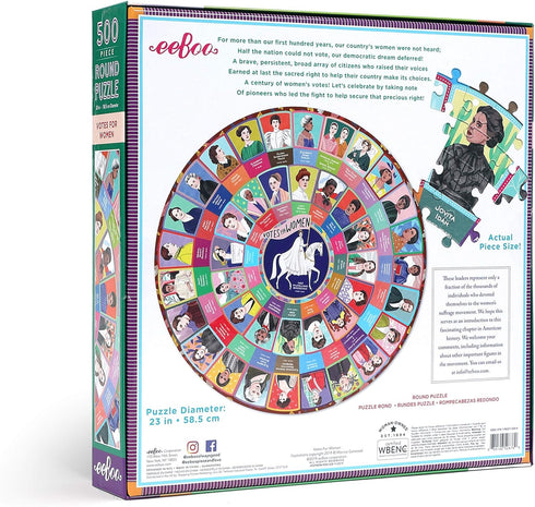 eeBoo: Piece and Love Votes for Women 500 Piece Round Circle Jigsaw Puzzle, Puzzle for Adults and Families, Glossy, Sturdy Pieces and Minimal Puzzle Dust