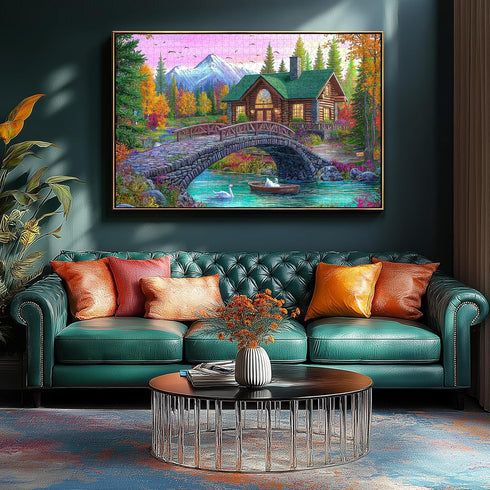 1000 (27.5x19.7 Inch) Blueforest Piece Jigsaw Puzzle for Adults - Challenging Stone Bridge Cottage Landscape, Autumn