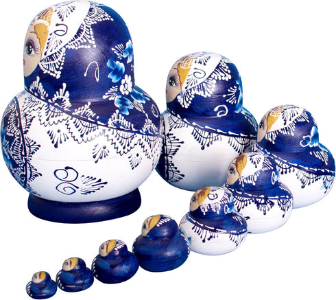 YAKELUS 10pcs Russian Nesting Dolls for Kids Matryoshka Doll Handmade