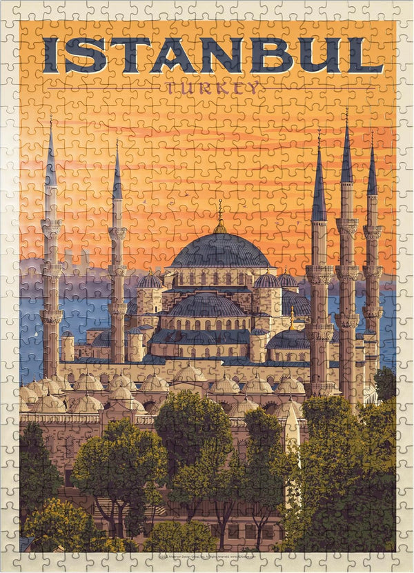 MyPuzzle Turkey: Vintage Poster, Istanbul - Premium 500 Piece Jigsaw Puzzle for Adults