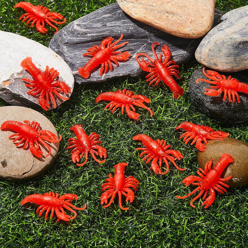 100 Lewtemi Pcs Mini Fake Lobster Toys Decorations Red Rubber Realistic Soft Decors Food Models for Crawfish Boil Party